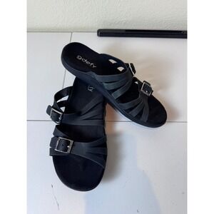 Gravity Defyer G Defy Sandals Size 8 Black Leather Strappy Comfort Orthotic